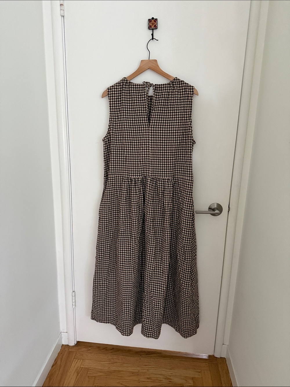 Toast Sleeveless Brown Gingham Midi Dress - Picture 2 of 2